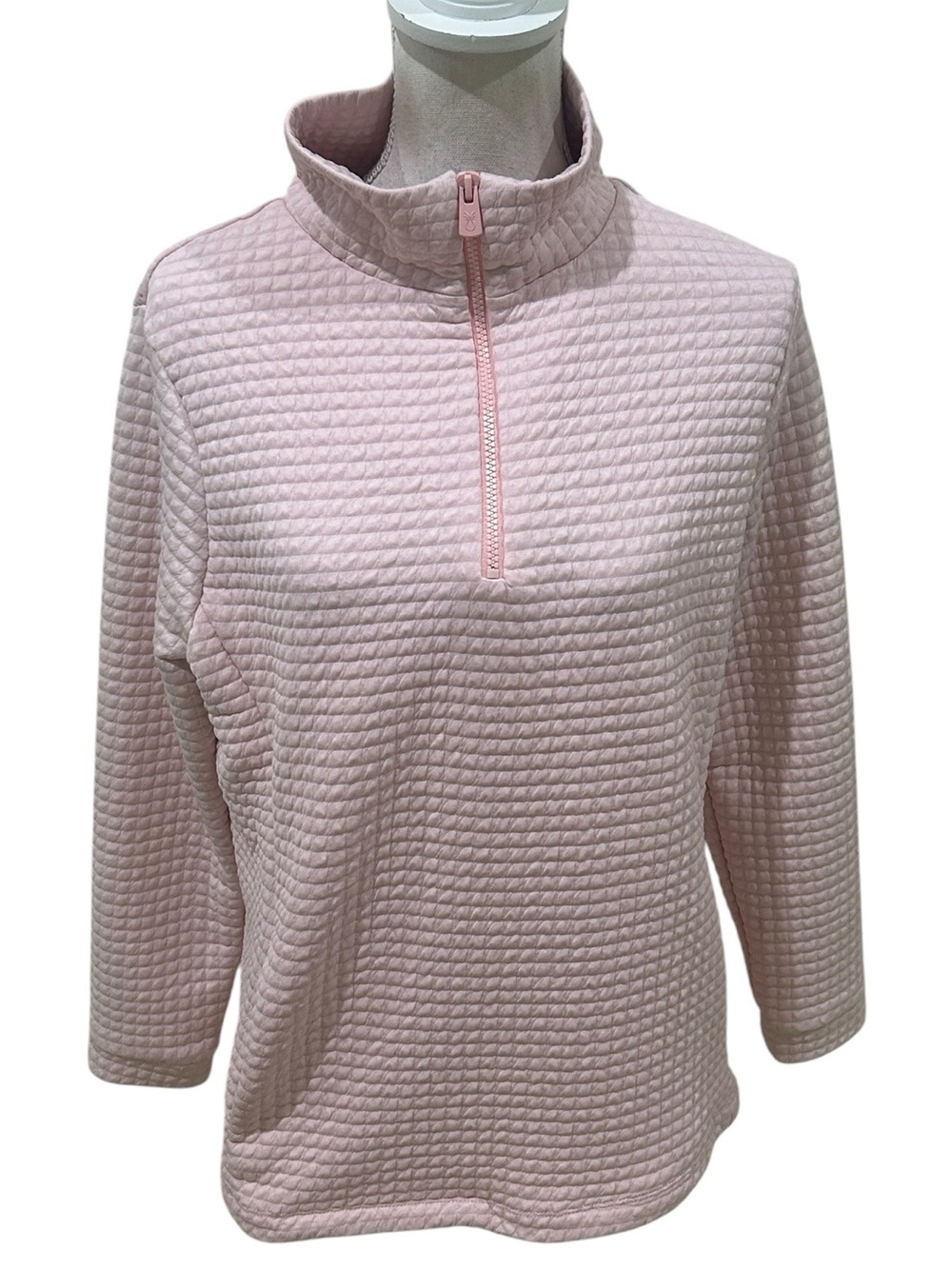 Dudley Stephens Light Pink square Quilted Quarter-Zip Sweatshirt size large